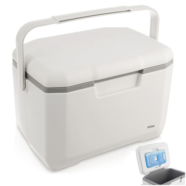 Set Frigider Turistic Cu Acumulator De Racire Orion 30 x 21 x 20 cm Capacitate: 5 L Material: Plastic Acumulator De Racire De 200 ml Dimensiune Compacta 1 Bucata Alb