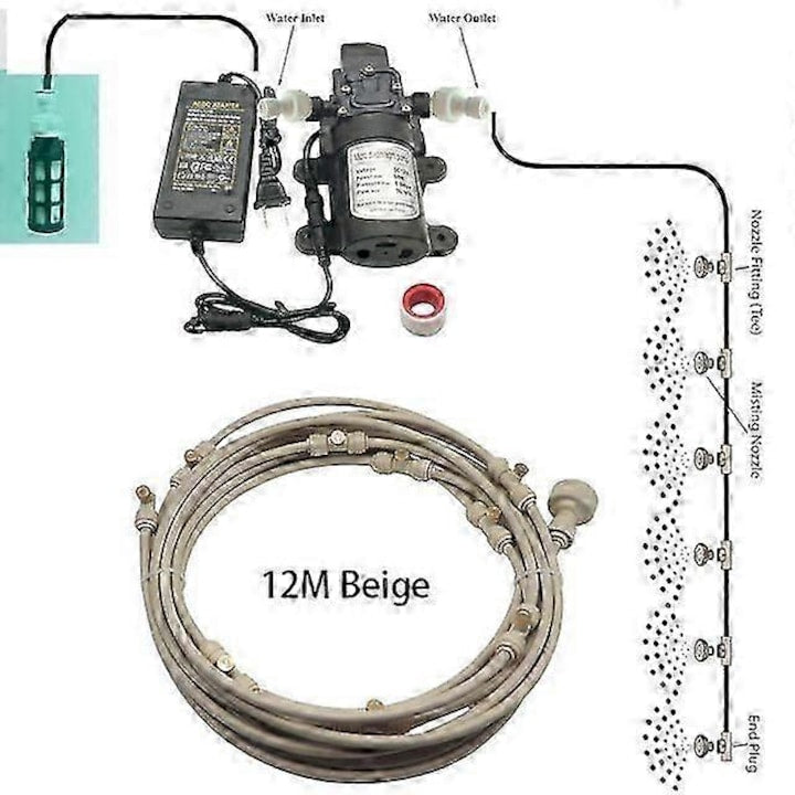 Kit de pulverizare pentru gradina sistem de racire cu pompa 12m bej