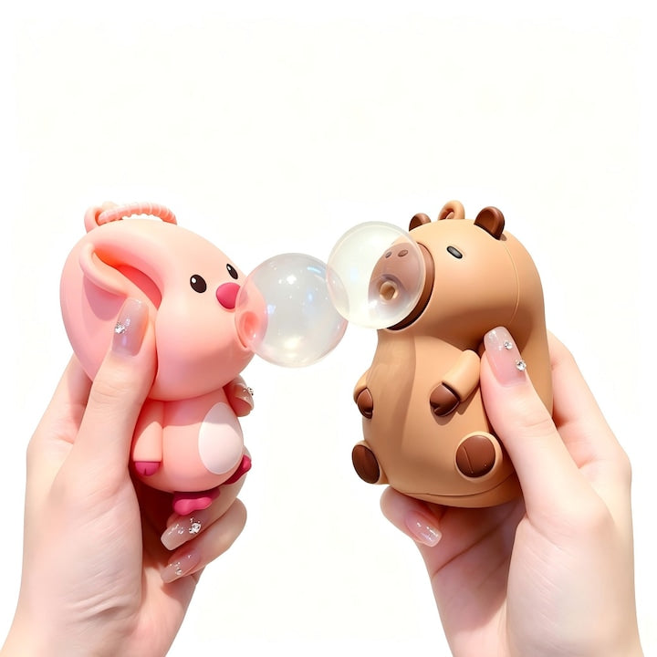 Set 2 Jucarii Antistres Squishy - Purcel si Capibara cu Ureche de Agatat Jucarie Moale cu Efect de Bule la Stoarcere Cadou Ideal pentru Copii si Agatabil pe Ghiozdan
