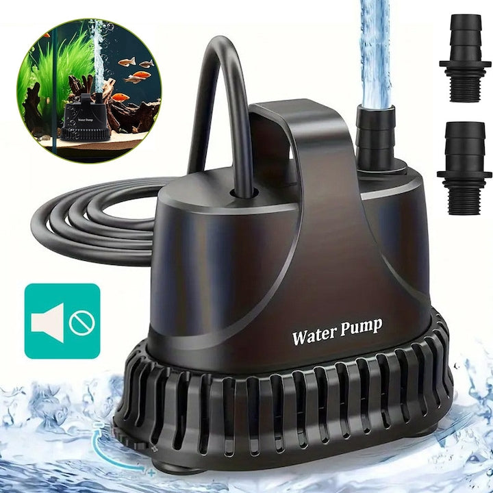 15W Submersible Water Pump, 800L/H, Black, Dry Burn Protection, Ultra-Quiet Aquarium Pump for Ponds, Garden Fountains, Underwater Use, Hydroponics, Ponds, Aquariums