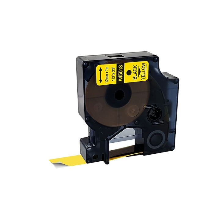 Etichete DYMO 45018 LabelManager D1 compatibile 12mm x 7m negru/galben DY45018 S0720580-C