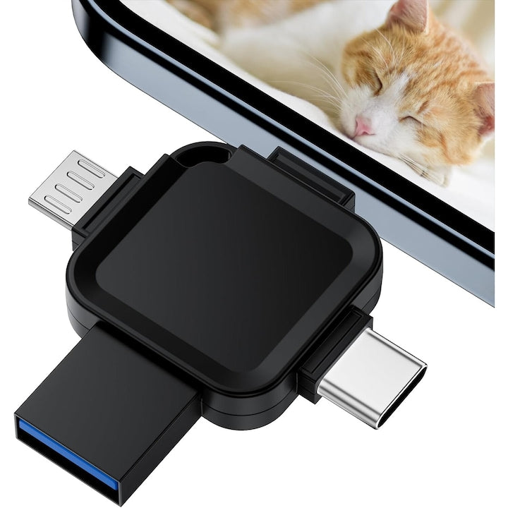 SStick memorie 1TB multifunctional 4 in1 compatibilitate iPhone si USB 3.0 Type-C OTG High Speed Negru