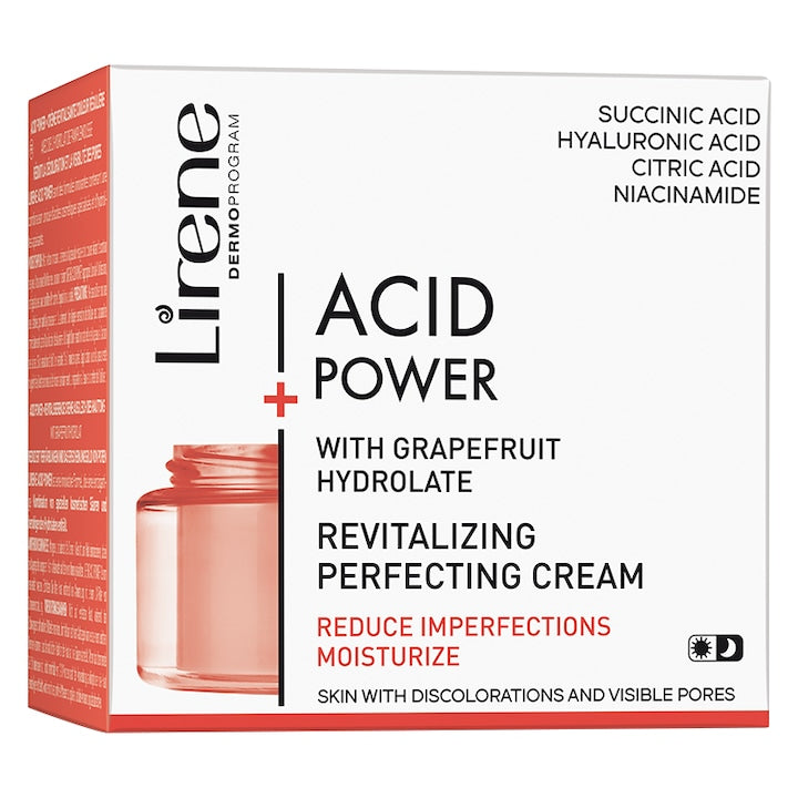 Lirene Acid Power Revitalizing Cream for Skin Tone Uniformity with Grapefruit Hydrolate 50ml