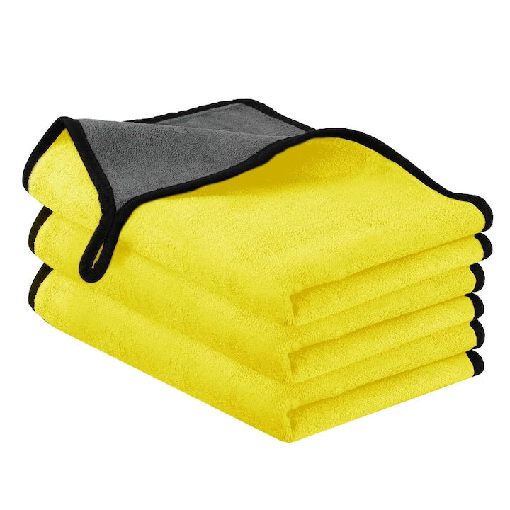 Set of 3 SINBINTA Professional Microfiber Cloths, Lint-free, Fade-resistant, Highly Absorbent, Removes dirt and liquids, For car and home maintenance or cleaning, 30 x 40 cm, Yellow