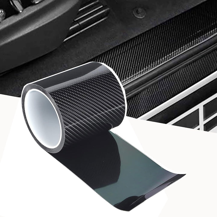 Banda Protectie Auto 7cm×10m Folie autocolant Carbon 3D pentru Protectie si Tuning Auto Pentru Prag Usa Bord Impermeabila Protejeaza impotriva Zgarieturilor si Murdariei Racleta YQLAFT Negru
