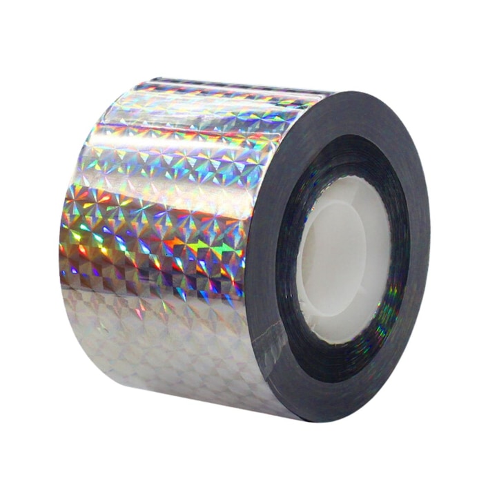 Banda reflectorizanta anti pasari porumbei grauri ciori rola 2.4 cm x 153 m protejeaza livada gradina model holografic laser Nebloria