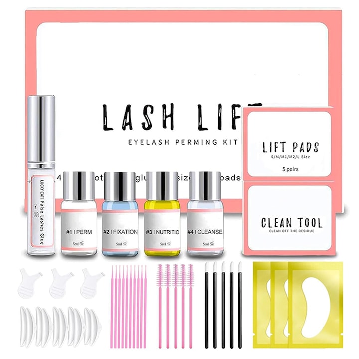 Omelivon Eyelash and Eyebrow Lifting Set Gentle Formula Long-lasting Results Curls and Adds Volume to Lashes Easy to Use