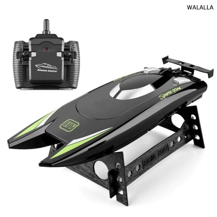 Remote Control Toy Sports Boat, 2 Motors, 2.4 GHz Full Proportional RC Boat, 25 km/h, Black