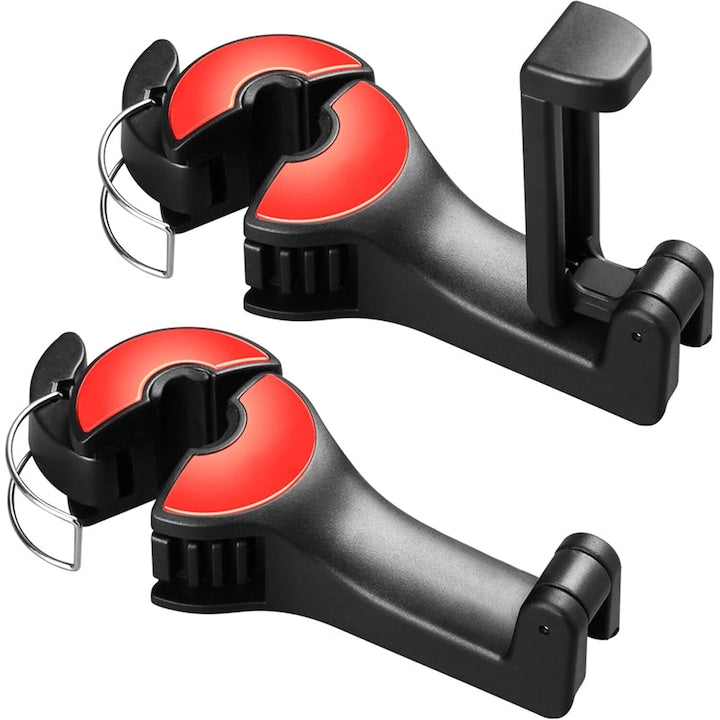 Set 2 Carlige Tetiera Auto JENUOS Multifunctional cu Suport Telefon Rotire 360 Rosu