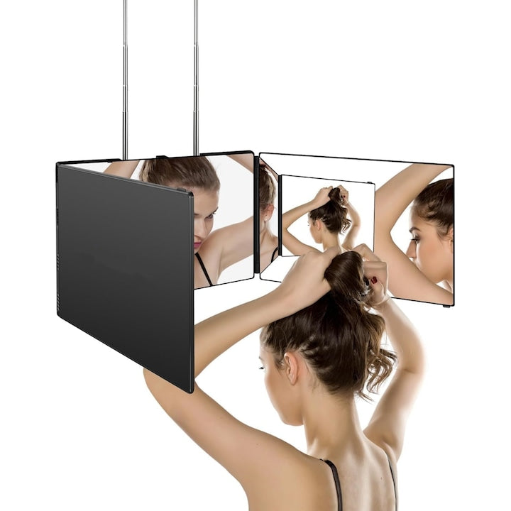 360° Haircut Mirror HD Glass Anti-Fog No LED Lighting Black