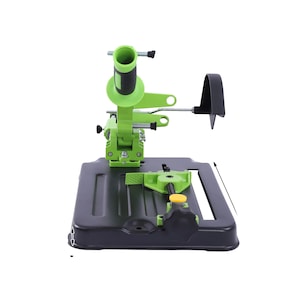 Suport pentru polizor unghiular 8785368814392 aluminiu/fier/plastic prindere max 150 mm compatibil O 3.94-4.92 in distanta taiere 80 mm adancime taiere 30 mm unghi prindere 45° verde 25 x 34 x 31 cm