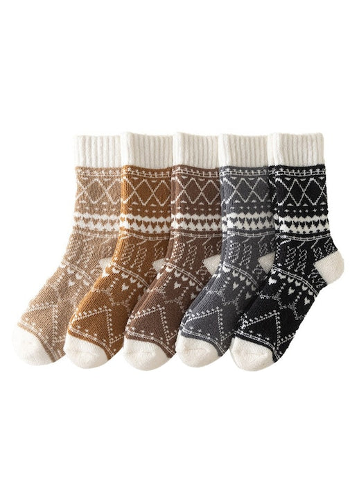 OEM - Set de 5 perechi sosete bartati de bumbac de oua Ingrosate model mid-calf pentru iarna Extra groase cu bucle de lana blanzile si calde bumbac/lana/poliester/elastan multicolor 39-44 12 rate cu 0% dobândă