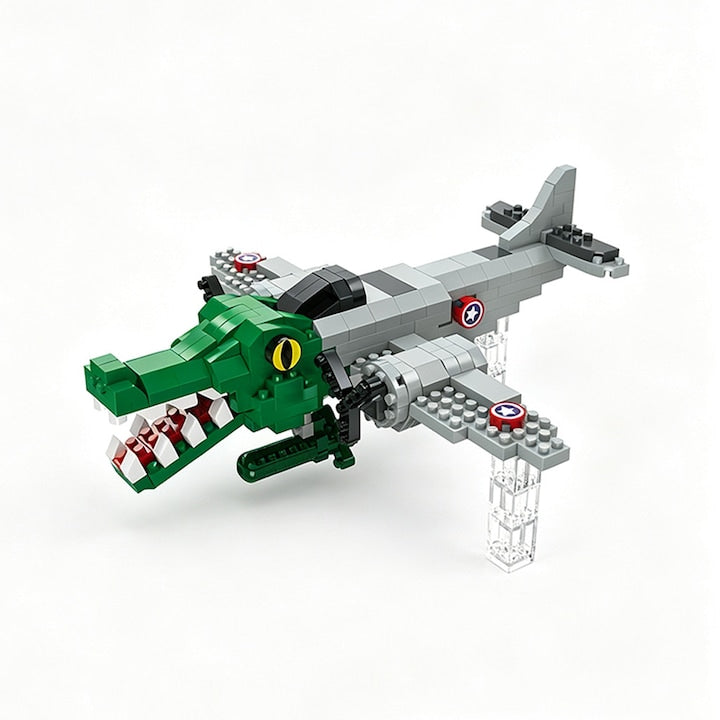 Set de Constructie Mini Avion de Lupta Crocodil Blocuri Creative ~200 Piese 14.5x14.5x7 cm 14+ Ani