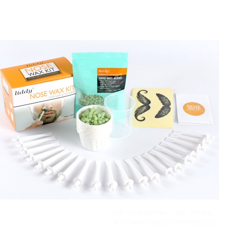 Kit epilare ceară pentru nas și urechi 20 betisoare 50g boabe ceară unisex