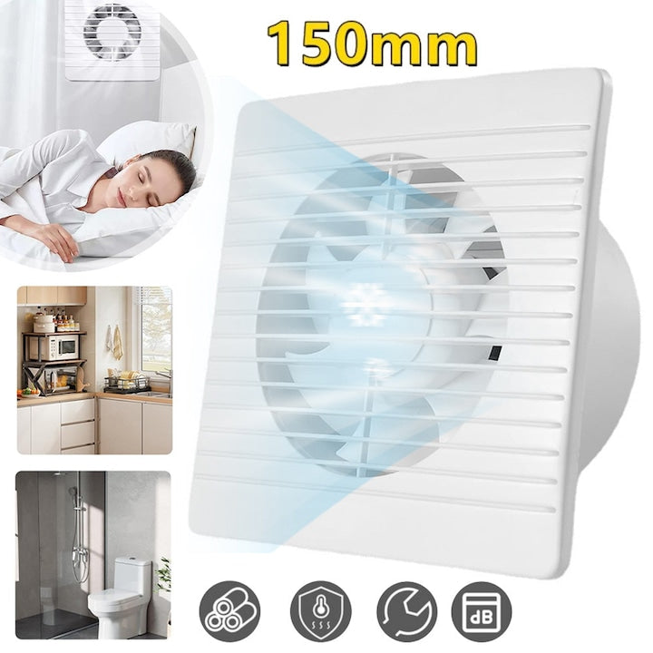 CHOOLY 6 Inch Exhaust Fan, White, 18W, Wall Mounted, Low Noise