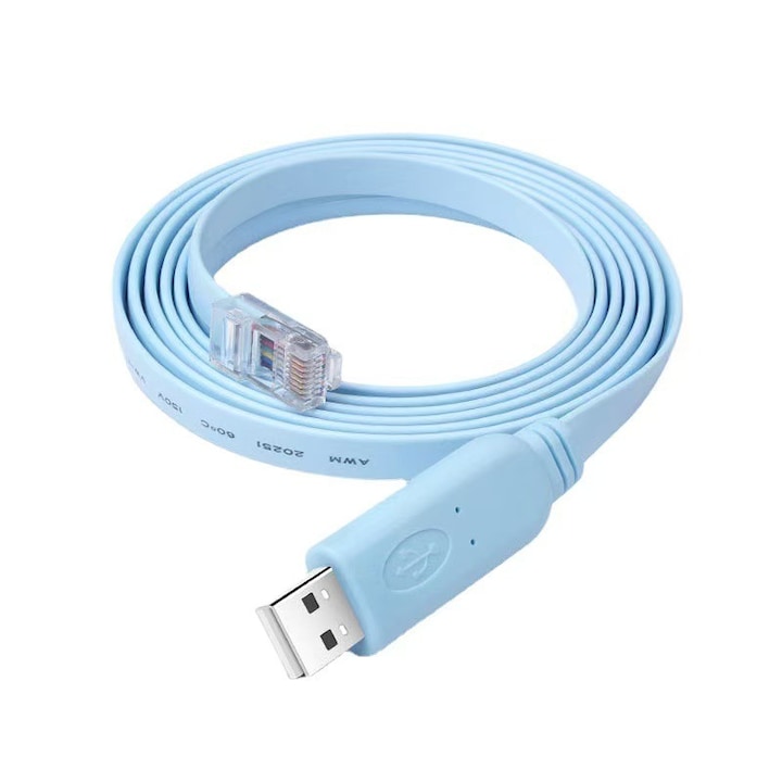Cablu de consola USB-RS232-RJ45 ZOUN cablu de depanare serial RS232 pentru consola 3 metri potrivit pentru ingineri si depanarea retelelor suporta conectarea la cald compatibil cu Windows iOS si multe alte sisteme