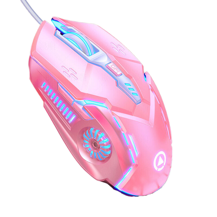 Mouse de joc Esports 1200/1600/2400/3200dpi interfata USB motor de joc buton 6D Roz