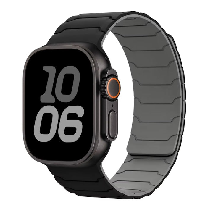 Curea Compatibila cu Apple Watch 9/8/7/6/5 (38-48 mm) Confortabila si Eleganta Culoarea Negru-Gri