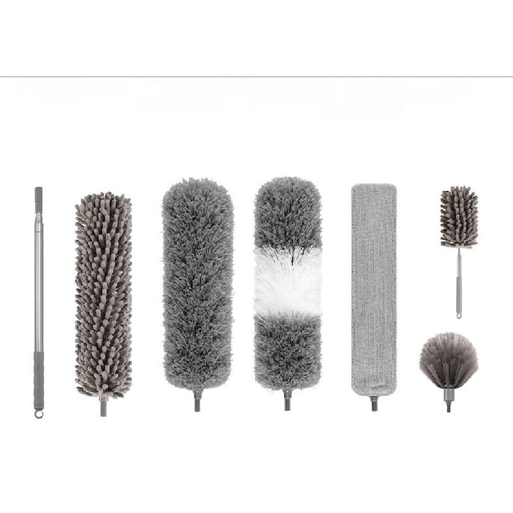 Set pamatuf pentru praf 7 in 1 Pentru curatat praful Maner aluminiu extensibil pana la 250 cm Reutilizabil dupa spalare pentru curatare casei tavan fereastre mobilier Usor de curatat Microfibre/Otel inoxidabil Gri