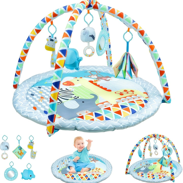 Play Mat and Activity Center, Activity Center Mat and Playpen, 5 Detachable Sensory Toys, Quick Folding, Easy to Clean, Anti-slip, 82x82x50cm, Multifunctional, Multicolored