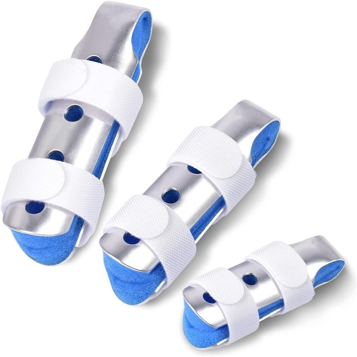 Set 3 bandaje imobilizare deget cu atela atela din aluminiu protectie si suport marime ajustabila/universala marime s m l Albastru/Argint