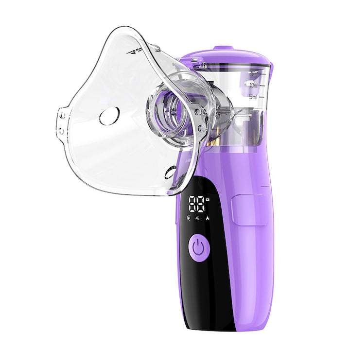 Nebulizator portabil pentru copii si adulti display LED inteligent tehnologie de plasa vibratoare culoare mov