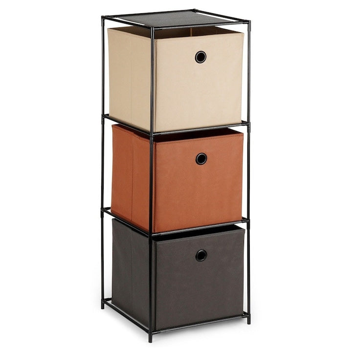 Raft Metalic Cu Recipiente Solutii De Depozitare 34.5x34.5x100 cm Raft Liber Cu Trei Recipiente Constructie Rezistenta Si Stabila Utilizare Universala Rafturi Practice Cu Recipiente Multicolor