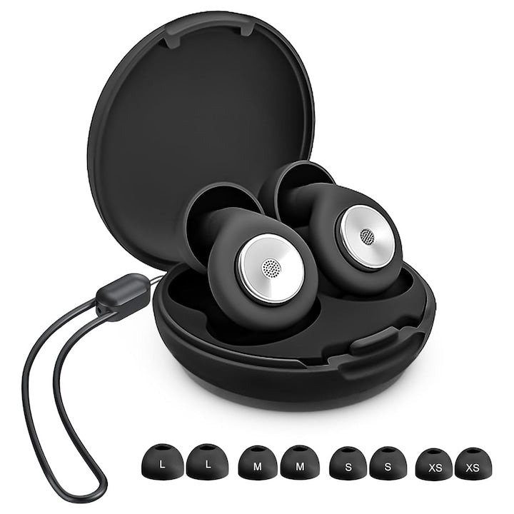Dopuri de urechi pentru anularea zgomotului Reducerea zgomotului 58dB reutilizabil Set cu 3 perechi de tipsuri de schimb Include capace L/M/S/XS imbunatateste calitatea somnului calatorii invatare OUYLAF Negru