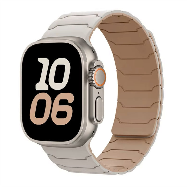 Curea Compatibila cu Apple Watch 9/8/7/6/5 (38-48mm) Confortabila si Eleganta Culoarea Bej starlight