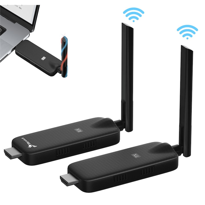 Transmitator HDMI wireless RYHW5 - Full HD 1080p 60Hz 50m 2.4G 5G Plug and Play cu receptor RX si transmitator TX Reagle