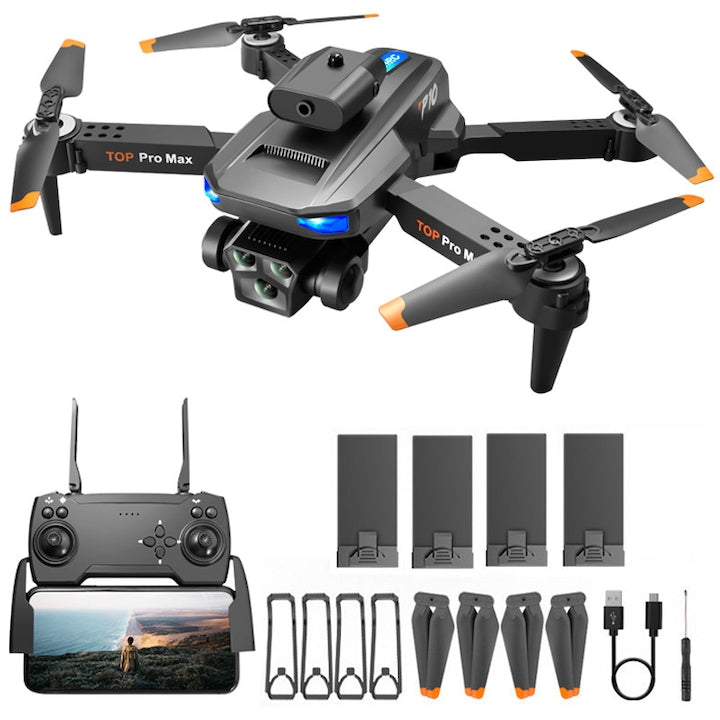HD Smart Drone Duueyct Camera Drone QuadCopter Aerial Filming 4-Way Obstacle Avoidance and Optical Flow Positioning Smart Foldable Design Fun Rotations 360 Stable Control For Beginners And Enthusiasts Black