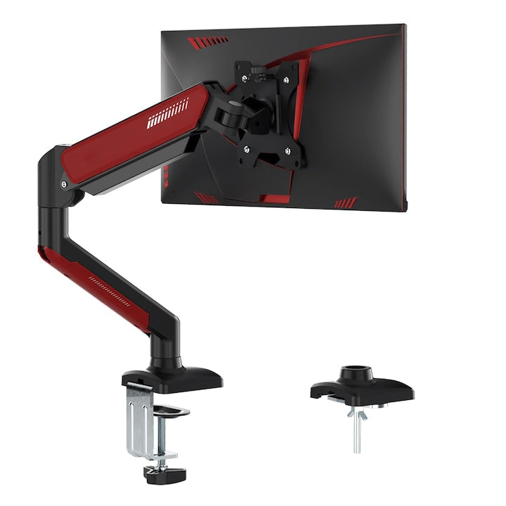 Suport monitor gaming pentru ecran de computer 13-32 inch si pana la 10 kg rotatie 360° inclinare +90° pana la -45° pivotare 180° cu clema C si baza cu inel de fixare gestionare integrata a cablurilor VESA 75x75/100x100 WALALLA
