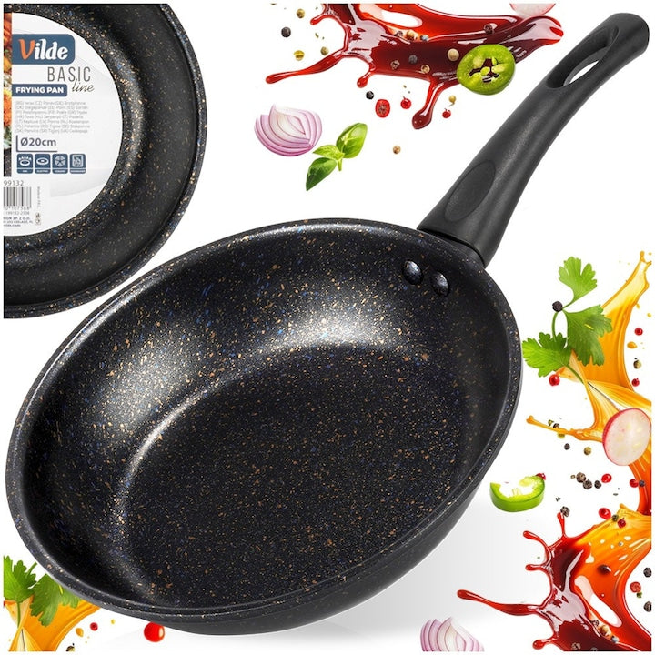Tigaie Universala Vilde Basic Line 1.2 L 20 cm Otel Carbon Negru Acoperire Tip Granit Antiaderenta Compatibila Plita Gaz Electrica Ceramica Maner Ergonomic Cu Orificiu Suspendare Masina De Spalat Vase Gatit Sanatos Premium Lux