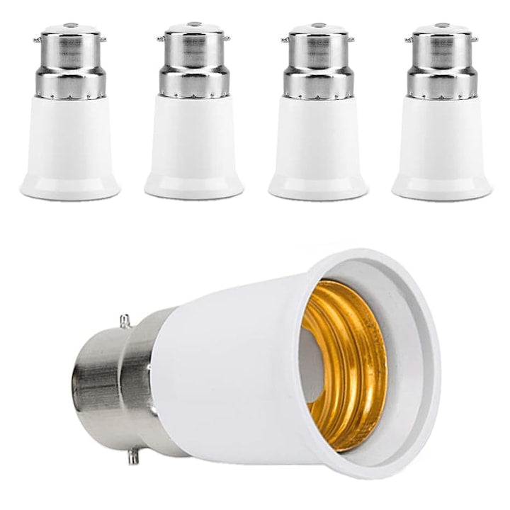 Set 5 socluri bec B22-E27 Policarbonat/Nichel Pentru becuri LED Alb/Argintiu
