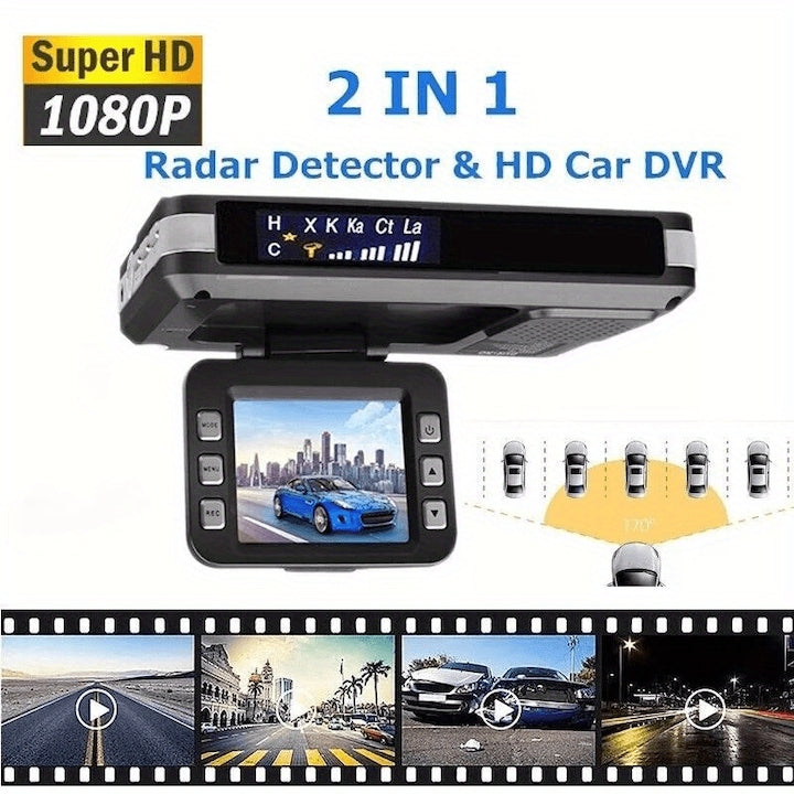 Camera auto DVR 2 in 1 WALALLA detector radar inregistrare 1080P detector radar cu comanda vocala potrivit pentru majoritatea vehiculelor ecran de 2.0 inch