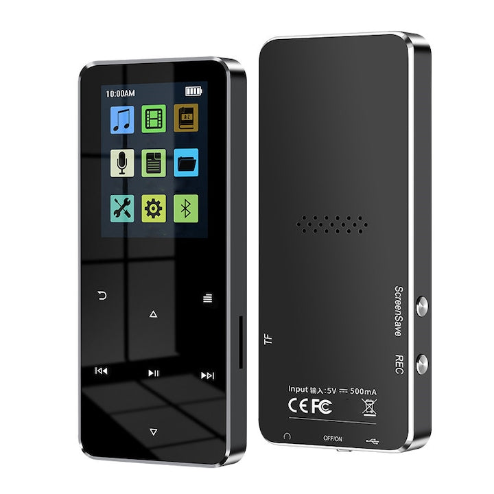 MP3 player ZOUN cu ecran tactil 1 8 inci 16 GB Bluetooth 5.0 fara pierderi functie de inregistrare ceas cu alarma suport pentru card SD de pana la 128 GB radio FM cititor de carti electronice negru
