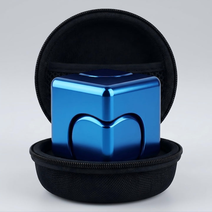 2-in-1 Metal Fidget Spinner Cube, Zinc Alloy, Stainless Steel Bearing, with Pouch, Anti-Stress Toy, for Focus and Relaxation, Gift for Kids and Adults, Blue