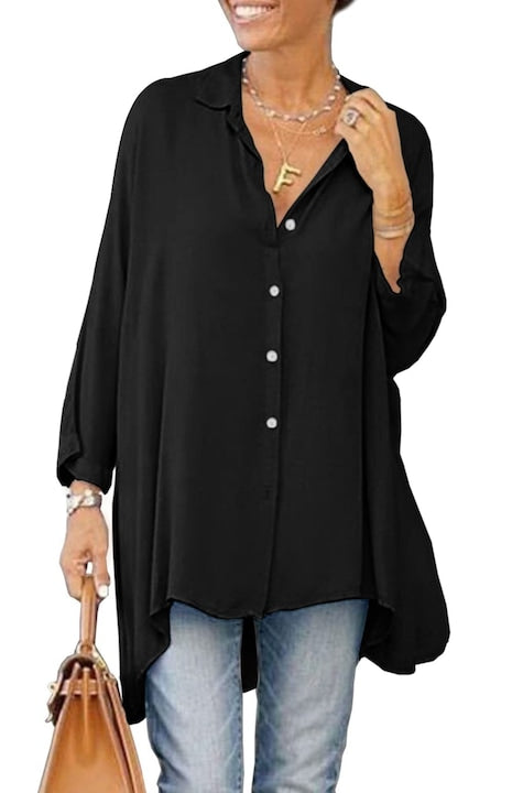 Imily Bela - V-Neck Long-Sleeve Blouse Beige Black 12 interest-free installments