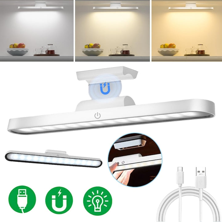 Magnetic Reading Lights Under Cabinet Lights Dimmable Wireless Lighting 6000K for Wardrobe USB Rechargeable LED 2500mAh 3 Color Temperatures For Wardrobe Toilet Stairs and Mirror