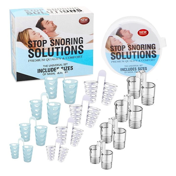 Set 12 Dispozitiv oprire sforait Rqiurpn dilatator nazal reutilizabil silicon 4 marimi