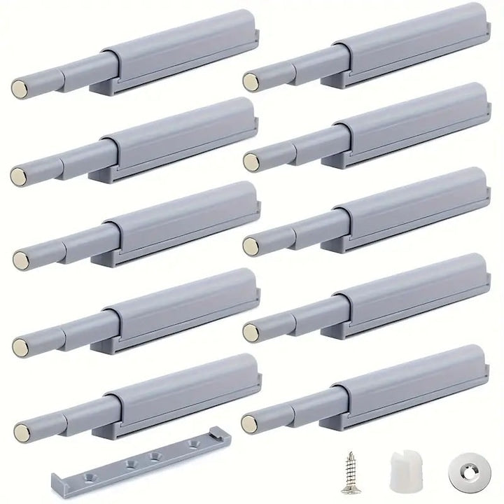 Inchizatori magnetice cu apasare pentru usi de dulap si mobilier set 10 magnet de neodim plastic ABS 86x10x15 mm cu suruburi OUYLAF Gri