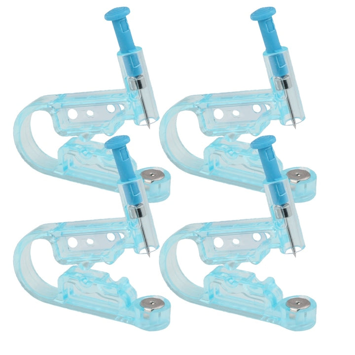 Set 4 Piercer Urechi Steril De Unica Folosinta Axroad Mall Cu 4 bumbac alcoolizat Cu cercel Ambalaj inchis independent Fara durere Rapid Potrivit pentru salon si piercing la domiciliu Inox/Plastic 4 x 5 x 0.6cm Albastru