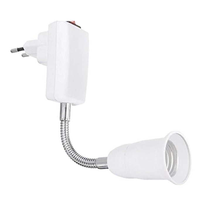 E27 Socket Adapter with Wireless Switch, Rqiurpn LED Bulb Converter, 360-Degree Adjustable, Easy to Install, For Kitchen, Living Room, Restaurants and Cafes, Plastic, White