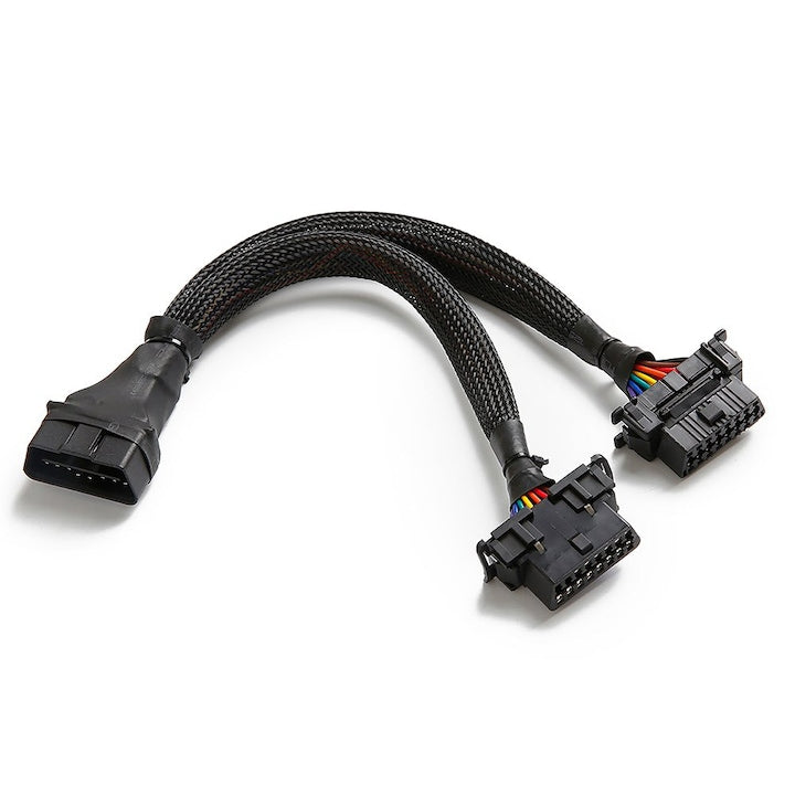 Cablu prelungitor OBD2 2 in 1 16 pini tata la dublu mama 30 cm pentru diagnosticare auto YQLAFT Negru