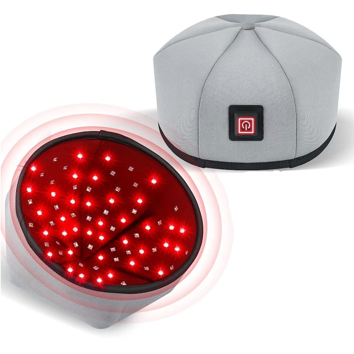 Dispozitiv de terapie cu lumina rosie WALALLA ingrijire scalp 120 LED 660nm si 830nm gri 65x19cm