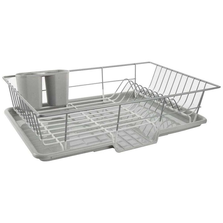 Suport Pentru Vase Orion 46.5x31x13 cm Fabricat Din Sarma Cromata Din Otel Inoxidabil Tava De Scurgere Detasabila Spatiu Pentru 9 Farfurii Usor De Curatat Gri