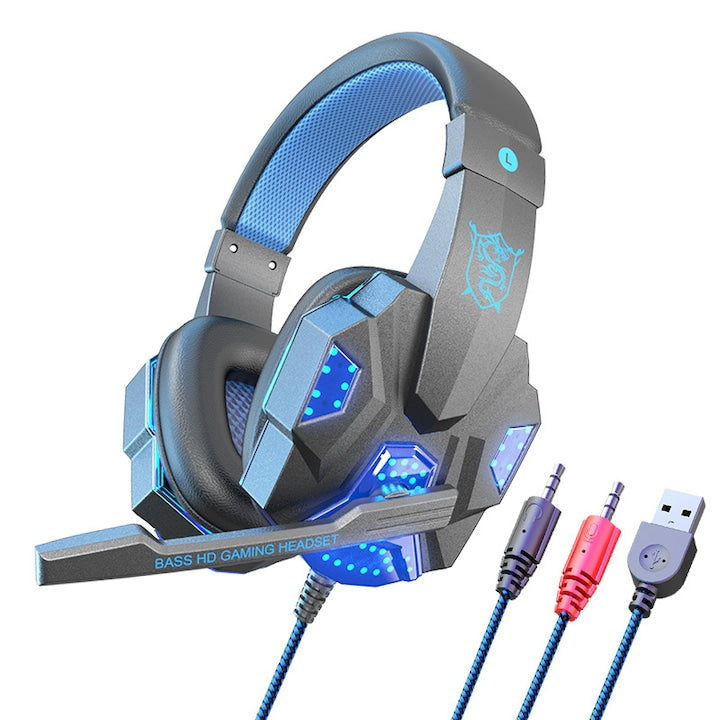Casti profesionale pentru jocuri e-sport microfon cu emisie de lumina LED foarte usor de inalta sensibilitate cu reducere a zgomotului sunet surround calitate a sunetului HIFI imbunatateste experienta de joc