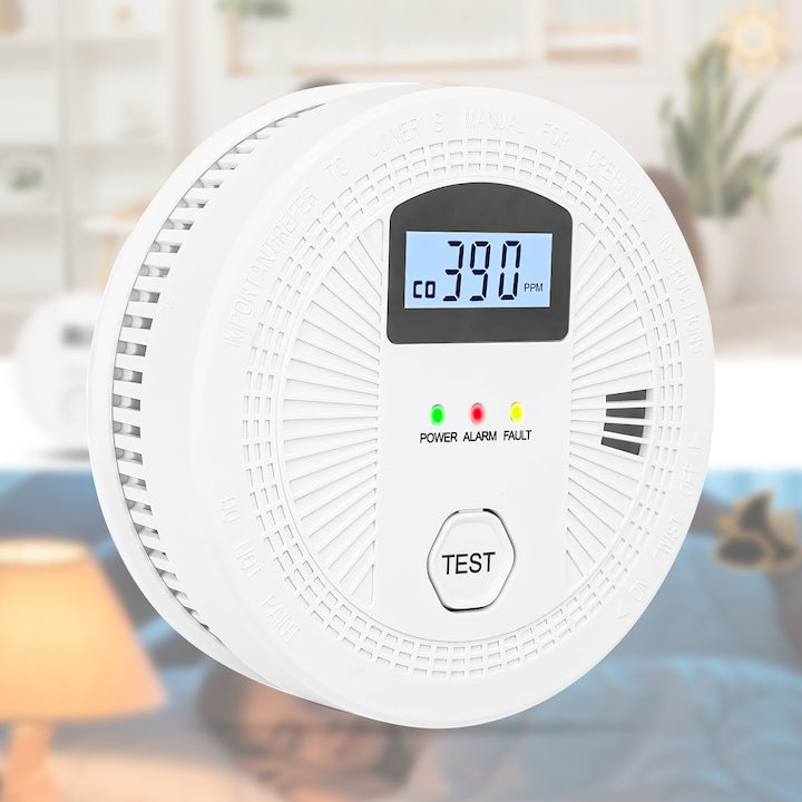 Carbon Monoxide Detector 2-in-1 Carbon Monoxide and Smoke Detector Wi-Fi Built-in 10-Year Battery Compatible with Tuya Smart and Smart Life 85dB Alarm LCD Display Easy Installation Smart Home Sensor Set White