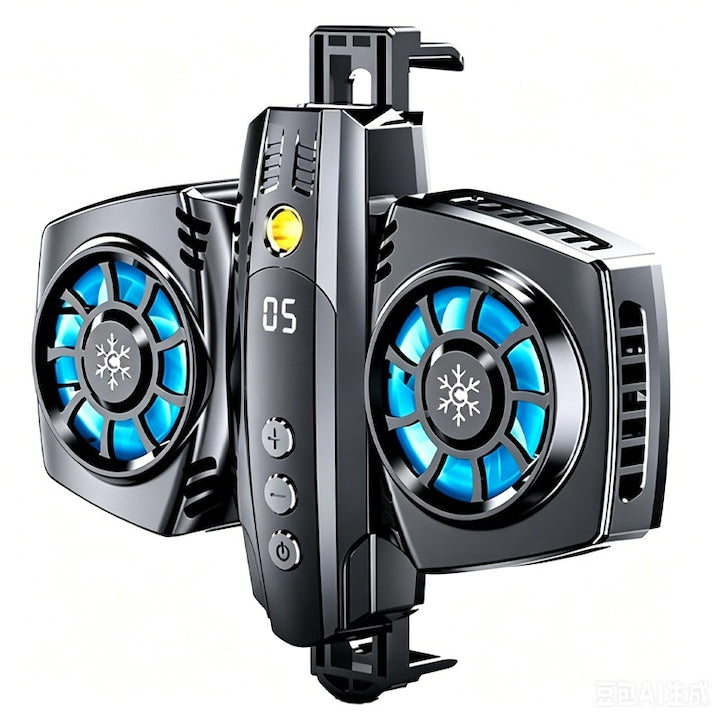 Phone Cooler, Duueyct, RGB Light, Dual Ventilation and USB-C Port, Universal, Digital Control, Compatible with iPhone and Android, Gaming, Black