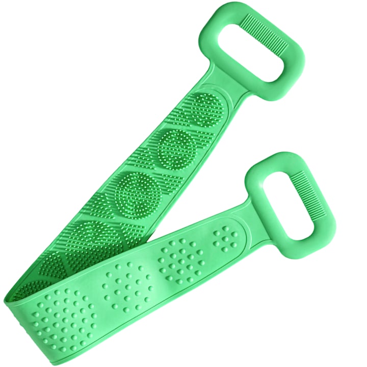 Perie tip banda din silicon SDEPOT® pentru spalat spatele si exfoliere verde